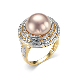 Кольцо из желтого золота с жемчугом