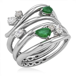 Кольцо из золота с бриллиантами и изумрудами