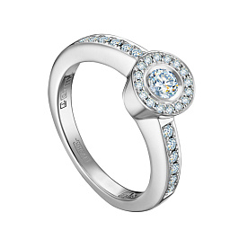 Кольцо из белого золота с бриллиантами 0,19 ct