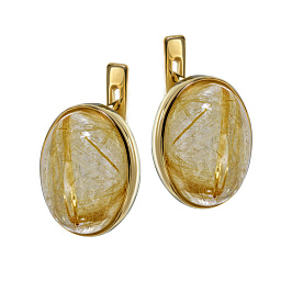 Серьги из желтого золота с кварцем 12,34 ct