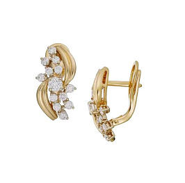 Серьги из желтого золота с бриллиантами