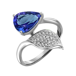 Кольцо из белого золота с танзанитом 2,24 ct