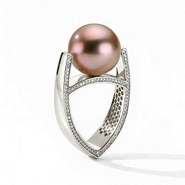 Кольцо из белого золота с жемчугом