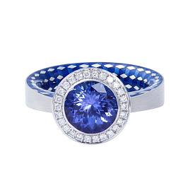 Кольцо из белого золота с танзанитом 3,24 ct