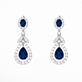 Серьги из белого золота с сапфирами 3,23 ct