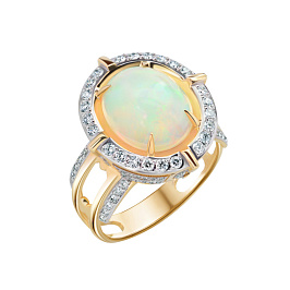 Кольцо из желтого золота с опалом 2,6 ct