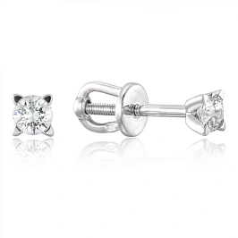 Серьги пусеты винтовые с бриллиантами