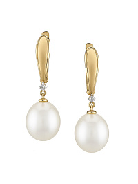 Серьги из желтого золота с жемчугом