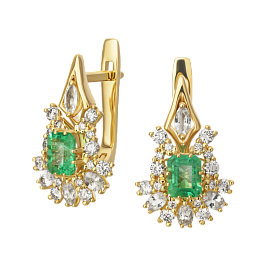 Серьги из желтого золота с изумрудами 0,79 ct