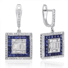 Серьги золотые с бриллиантами и сапфирами