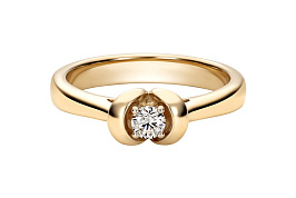 Кольцо из желтого золота с бриллиантом 0,16 ct