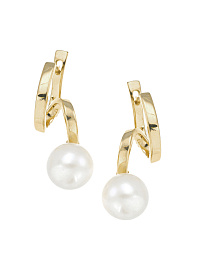 Серьги из желтого золота с жемчугом
