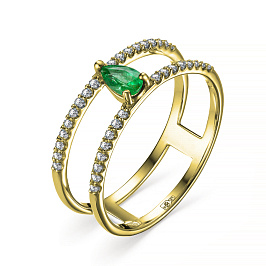 Кольцо из желтого золота с изумрудом 0,19 ct