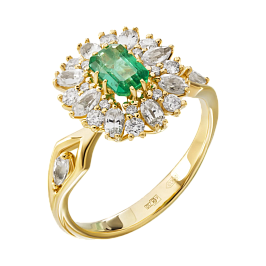 Кольцо из желтого золота с изумрудом 0,55 ct