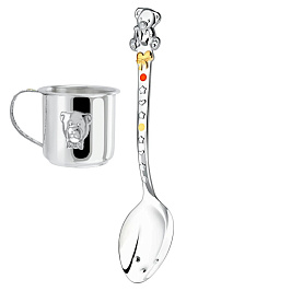 Набор детский (ложка+кружка) из серебра