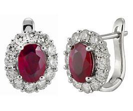 Серьги из белого золота с рубинами 1,61 ct
