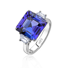 Кольцо из белого золота с танзанитом 6,09 ct
