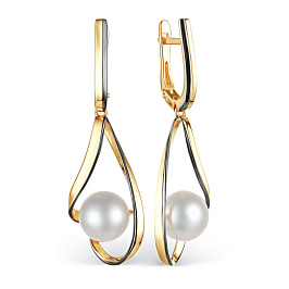 Серьги из желтого золота с жемчугом