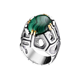 Кольцо из серебра с малахитом