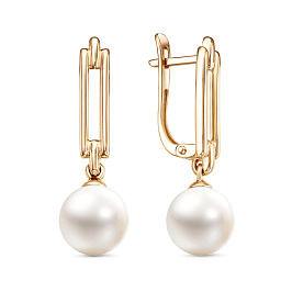 Серьги из желтого золота с жемчугом