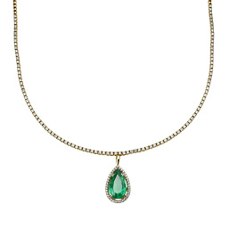 Колье из желтого золота с изумрудом 3,27 ct