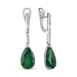 Серьги из белого золота с изумрудами 4,08 ct