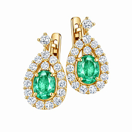 Серьги из желтого золота с изумрудами 2,32 ct