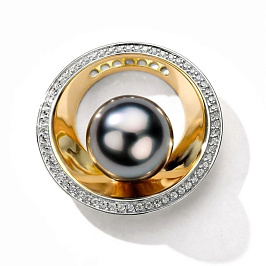 Подвеска из желтого золота с жемчугом