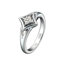 Кольцо из белого золота с бриллиантами 0,11 ct