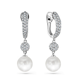 Серьги из белого золота с жемчугом