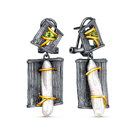 Серьги из серебра с жемчугом