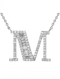 Колье буква M из золота с бриллиантами