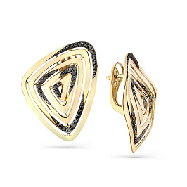 Серьги из желтого золота с черными бриллиантами