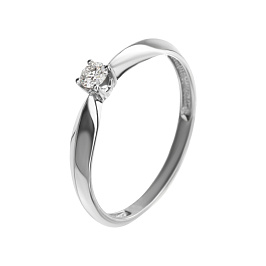 Кольцо из белого золота с бриллиантом 0,09 ct