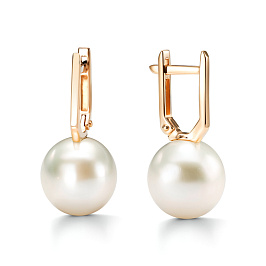 Серьги из желтого золота с жемчугом