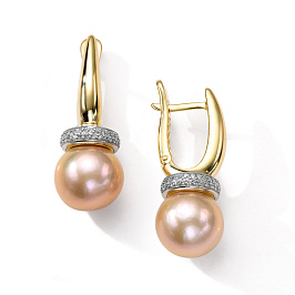 Серьги из желтого золота с жемчугом