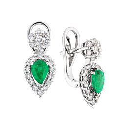 Серьги из белого золота с изумрудами 1,27 ct