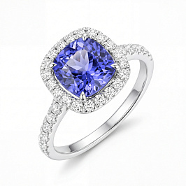 Кольцо из белого золота с танзанитом 2,2 ct