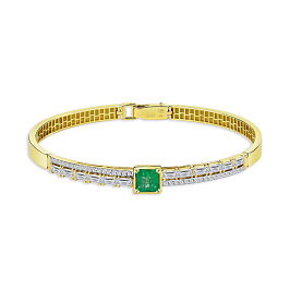 Браслет из желтого золота с изумрудом 1,049 ct