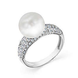 Кольцо из белого золота с жемчугом