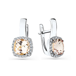 Серьги из белого золота с морганитами 3,209 ct
