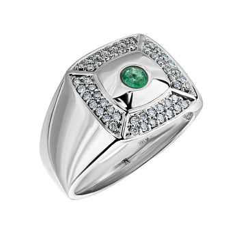 Кольцо из белого золота с изумрудом 0,24 ct